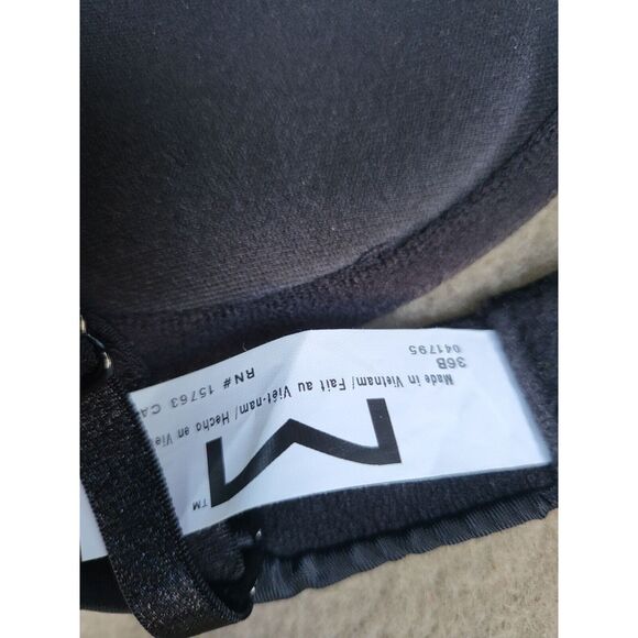 Maidenform Bra 36B Womens Black Padded Push Up Underwired Adjustable Straps - Picture 5 of 5